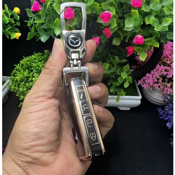 ốp chìa khóa-bọc chìa khóa mazda 2020, mazda 3 All New 2020-2021-2022 đen vàng