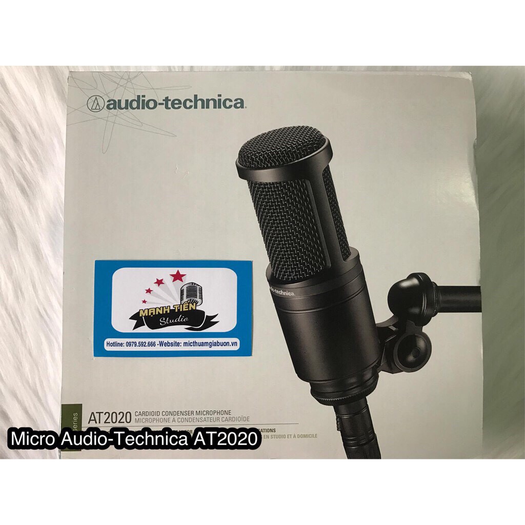 [Chuẩn Xịn] Micro thu âm Audio Technica AT2020 + hát karaoke, livetream fb, bigo - nguồn 48v - canon 2m - xlr 3.5