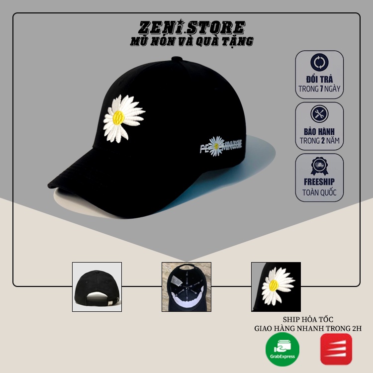 Mũ lưỡi trai, Nón kết xuất khẩu Zeni Store thêu nổi Hoa Cúc Siêu HOT Freeship, Full Hộp