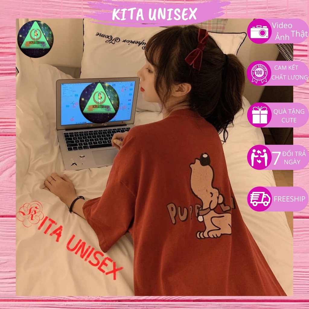 Áo Phông Nữ Nam Tay Lỡ Form Rộng Mềm Mịn Mát Freeship Kita Unisex - Pupple Love [Ảnh/Video Thật - Freesize - Quà tặng]