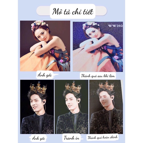 Tranh đính đá đặt làm theo ảnh theo yêu cầu kích thước 40x50