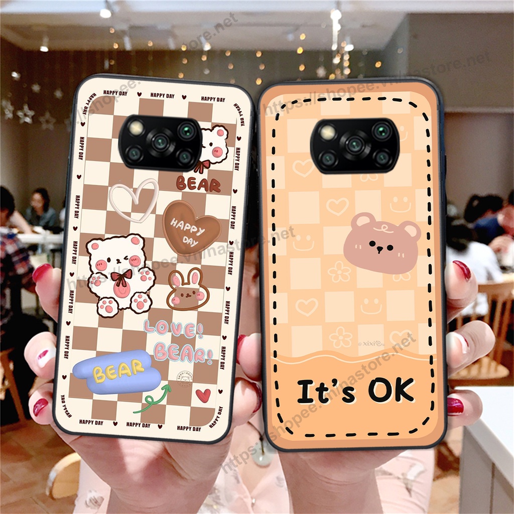 Ốp lưng Xiaomi Poco X3 / Poco X3 Pro trái tim gấu cute thể thao cá tính, giá rẻ