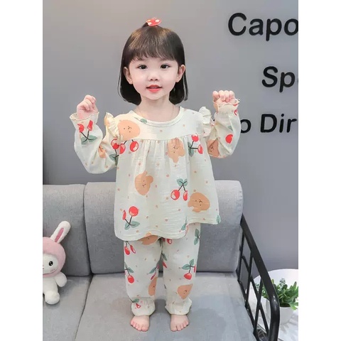 Đồ bộ dài tay bé gái cánh tiên bánh bèo từ 8-20kg
