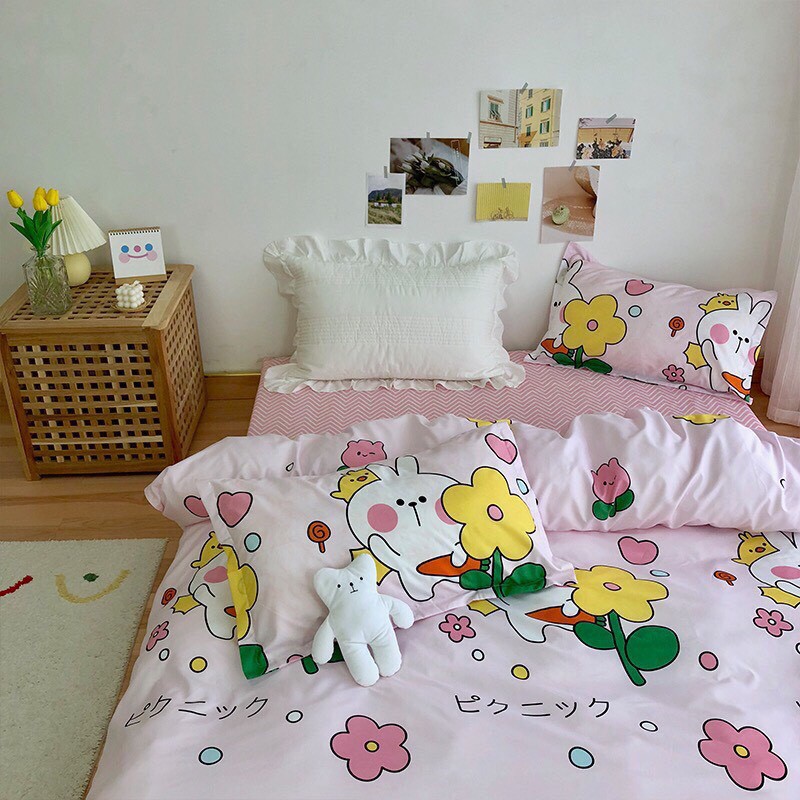 Bộ Chăn Ga Cotton POLY MẪU THỎ VUI NHỘNchăn, ga, cotton, ga nệm, chăn ga, cotton poly, chăn nệm, chăn ga gối, bedding️