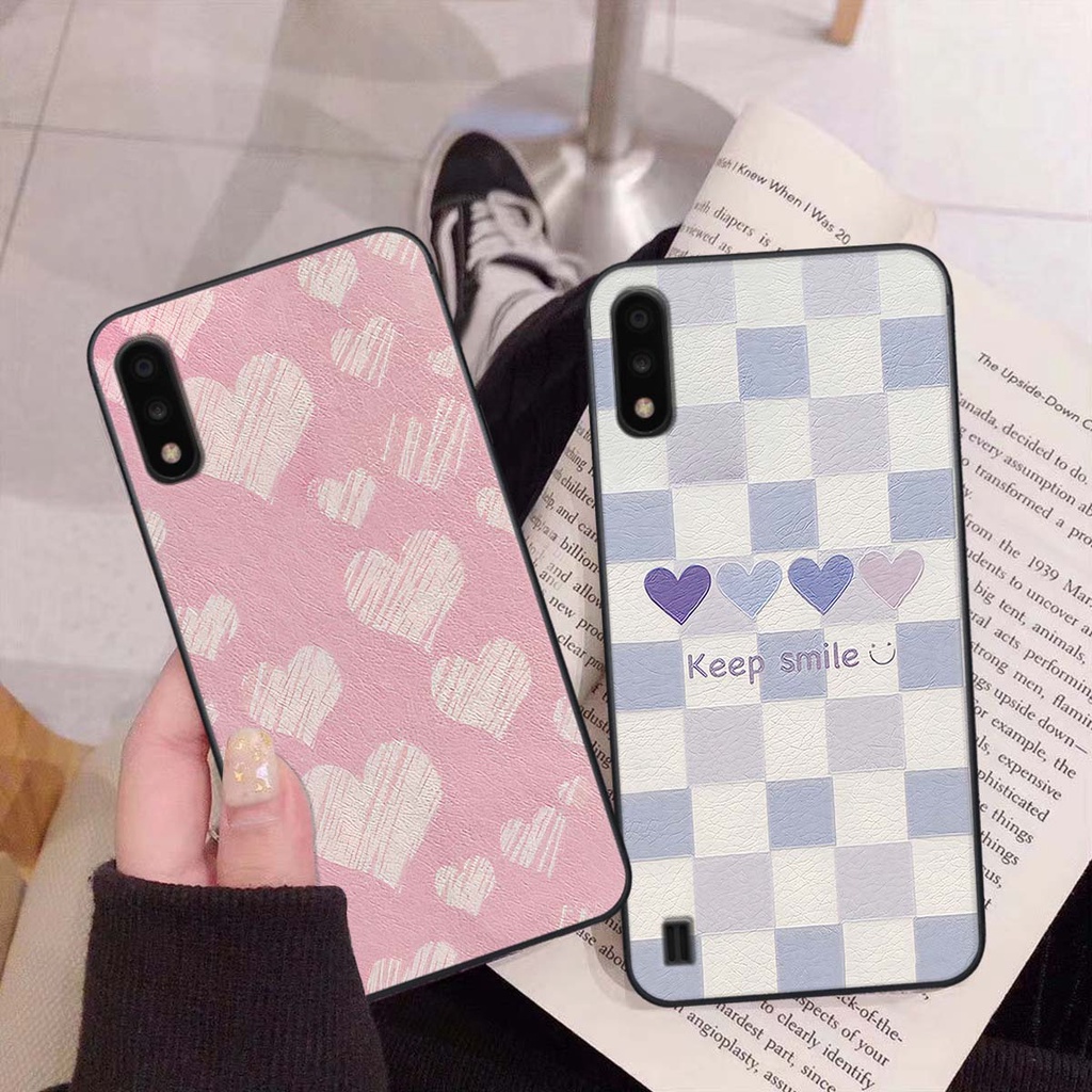 Ốp Samsung A01 / A02 caro trái tim cá tính, thời trang siêu đẹp, siêu phong cách