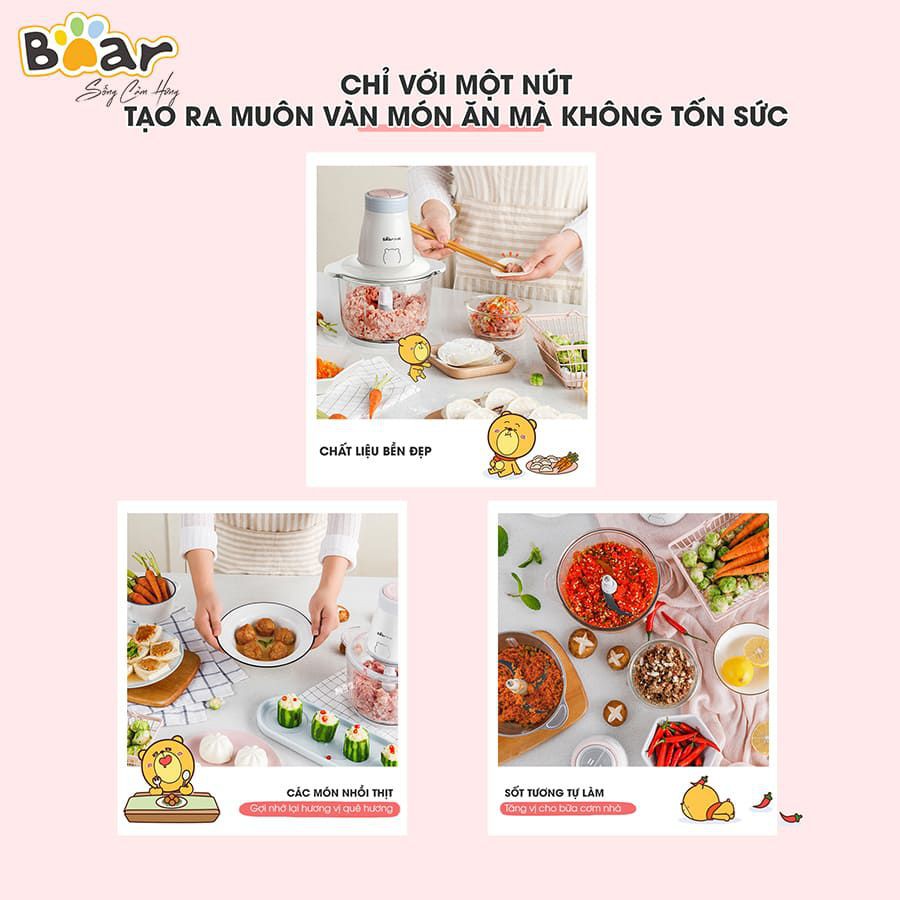 [FreeShip][Ship 2H]Máy Xay Thịt, Xay Thực Phẩm Đa Năng cao cấp Bear QSJ-B02Q1 (Hàng chính hãng - bảo hành 12 tháng)