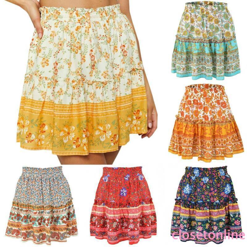 Chân Váy Xếp Ly Họa Tiết Hoa Lưng Cao Co Giãn Thời Trang Mùa Hè Cho Nữ | BigBuy360 - bigbuy360.vn