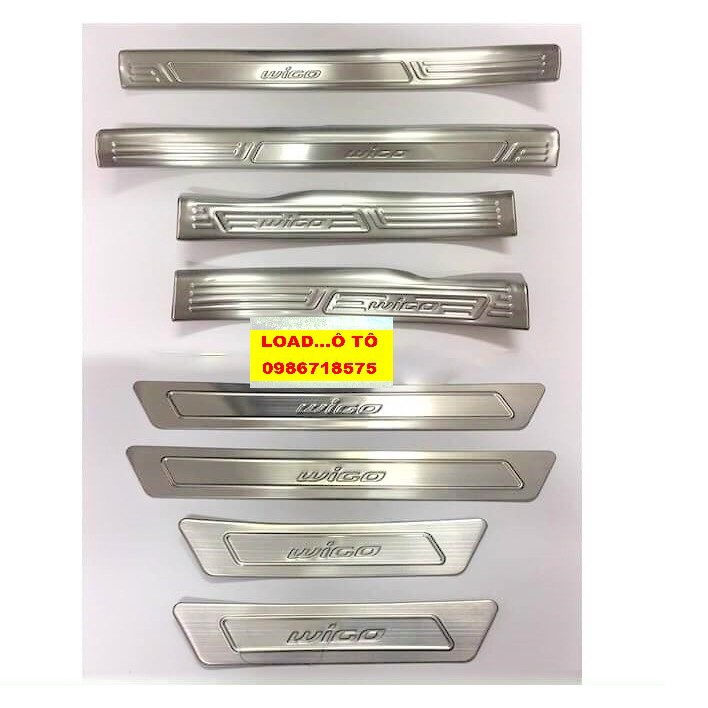 Ốp Bậc Chân, Nẹp Bước Chân Xe Toyota Wigo 2022-2018 Vân Titan, Inox Cao Cấp Nhất Thị Trường