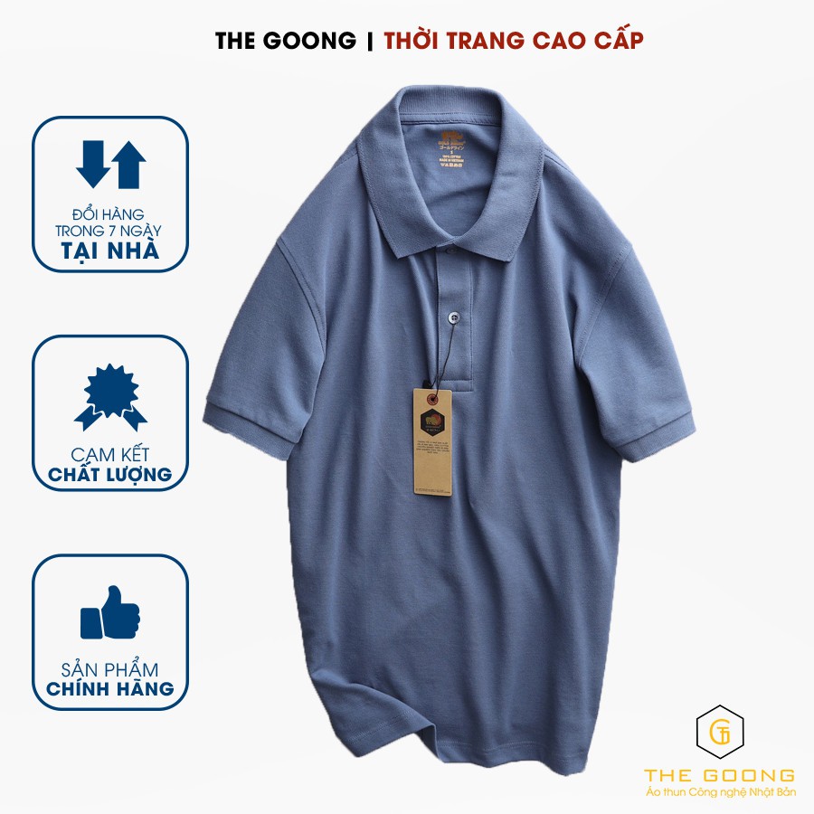 Áo Polo Trơn Nam TheGoong Cổ Tròn, Áo Thun Trơn Có Cổ Basic Cotton Cao Cấp Hàng Hiệu  Thoáng Mát Tay Ngắn Màu Việt  Quất