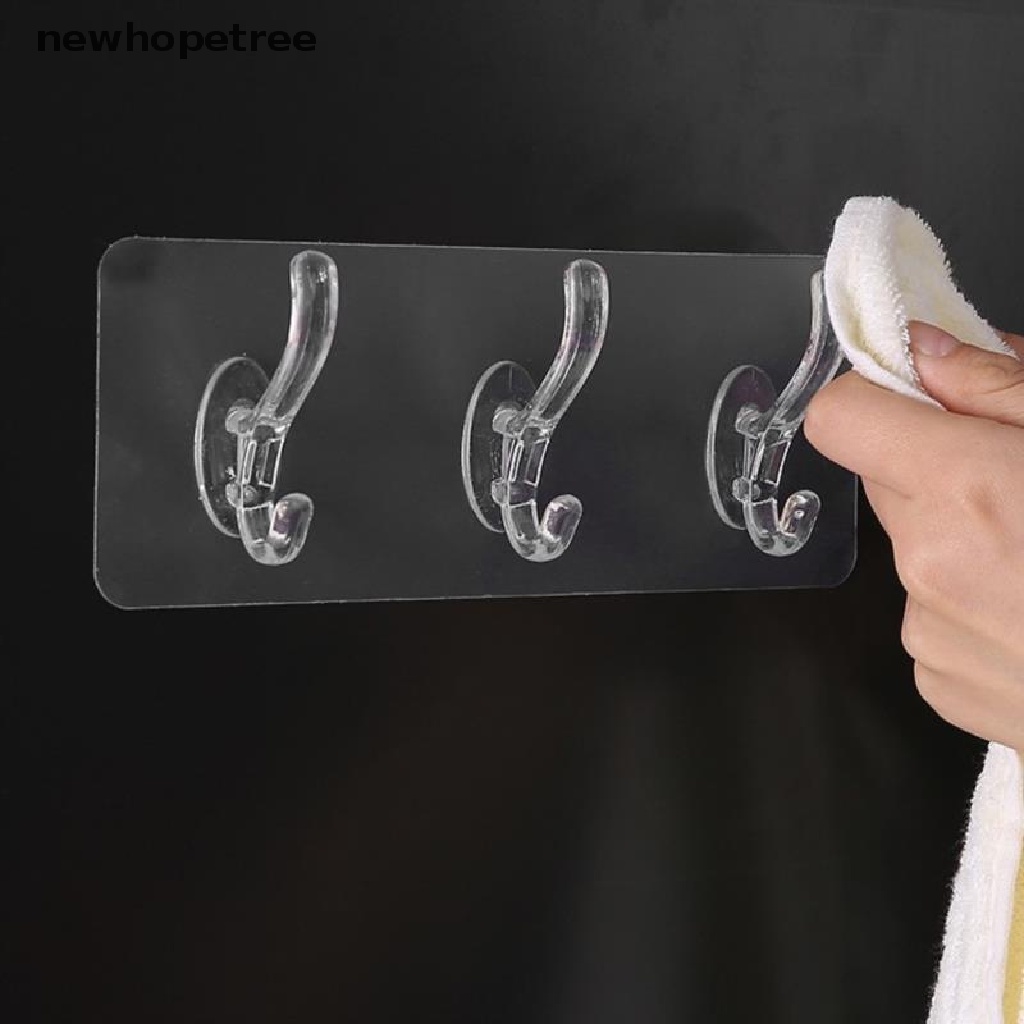 Móc Treo Đồ Dán Tường Bằng Nhựa Trong Suốt Không Cần Đóng Đinh Tiện Dụng