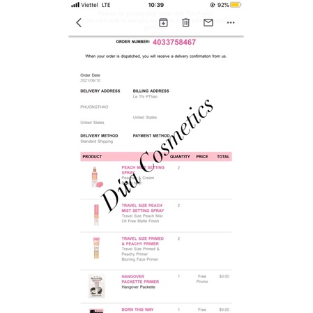 Xịt khóa nền Too Faced Peach Mist Mattifying Setting Spray