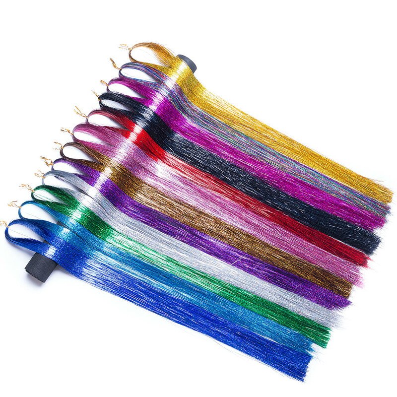 Dây tóc tết dài 100cm-120cm bằng lụa bóng màu cầu vồng phong cách hippie dành cho nữ
