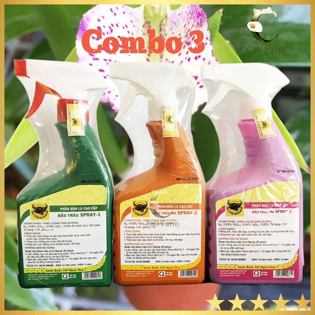 COMBO 3 ĐẦU TRÂU SPRAY 1+2+3 CHUYÊN DÙNG CHO HOA LAN VÀ CÂY CẢNH