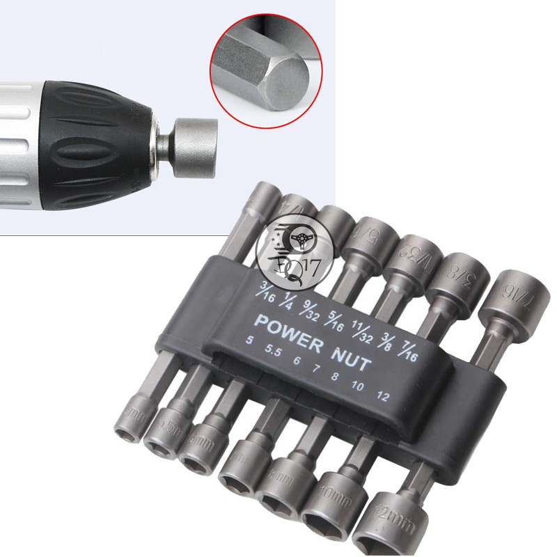 100% NHƯ HÌNH - Bộ 14 đầu vít bắn tôn hệ inch và hệ mét gắn cho máy khoan
