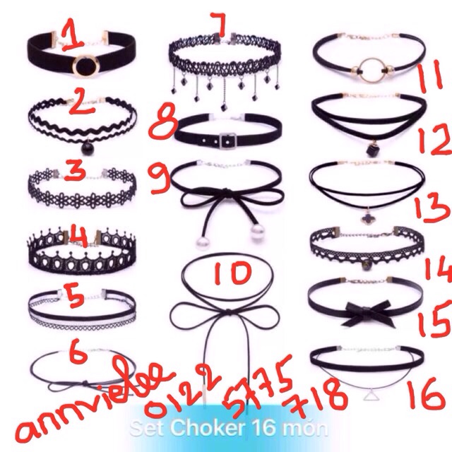 Set 16 Choker Bộ 16 vòng choker