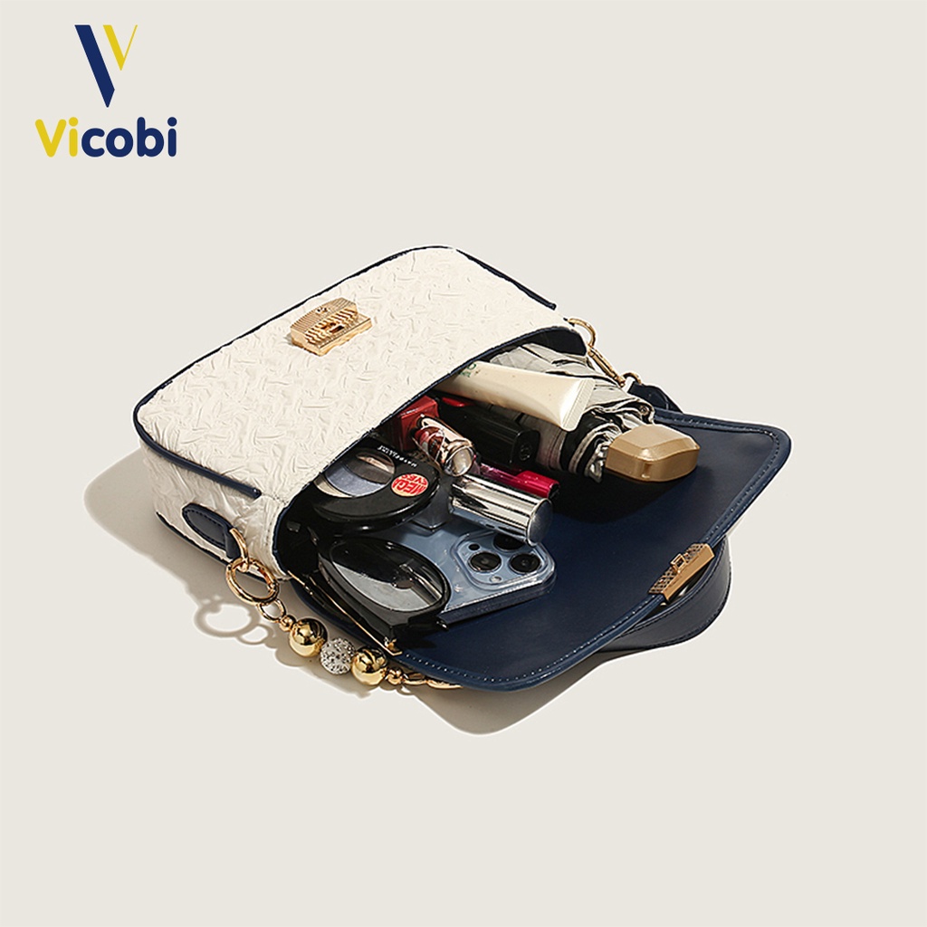 Túi xách nữ Vicobi V4 Perry, đeo vai hoặc đeo chéo, có 2 màu Trắng - Đen để kết hợp và phối đồ