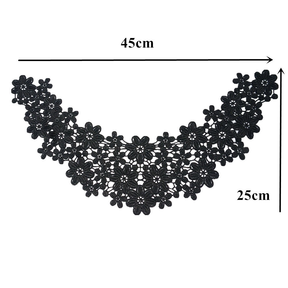 Đen Miếng Vải Ren Thêu Hoa Trang Trí Cổ Áo Cho Cô Dâu