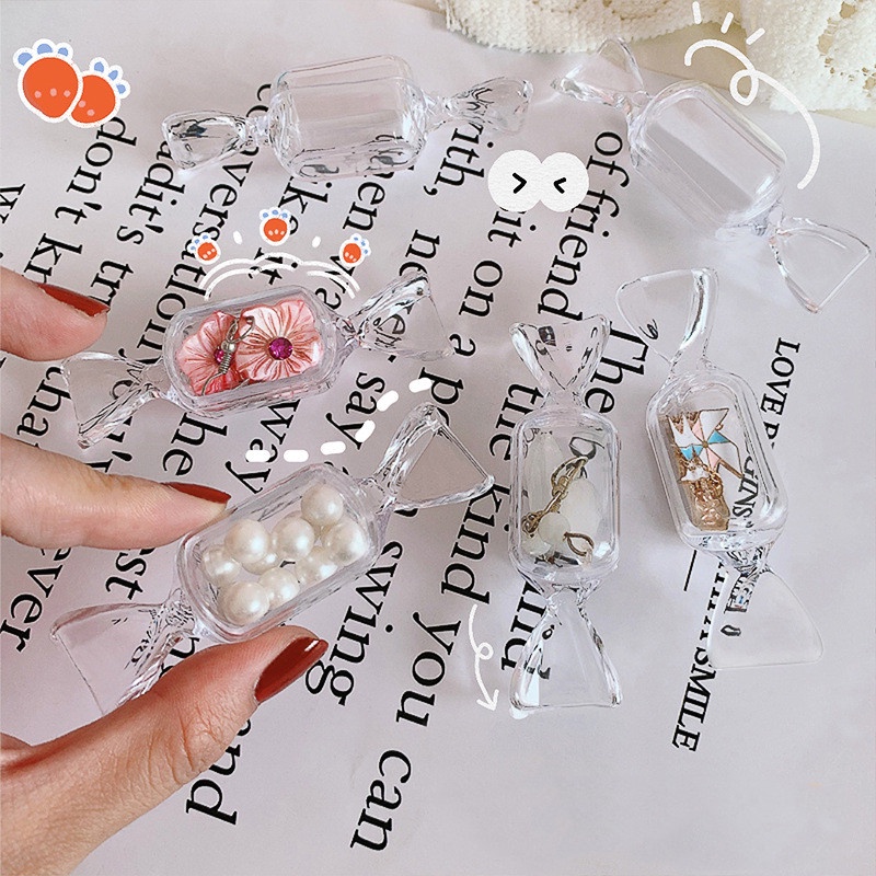 Hộp đựng trang sức hình viên kẹo trong suốt dễ thương nhỏ gọn