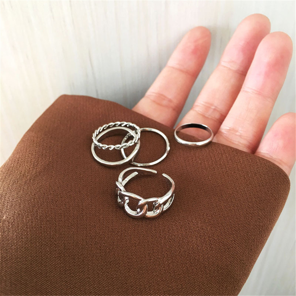 Bộ 5 Nhẫn Thiết Kế Đơn Giản Cá Tính Thời Trang Dành Cho Nữ Yanqueens Đồ trang sức