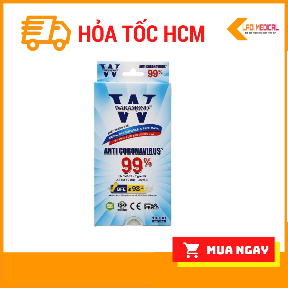 Khẩu Trang Y Tế Wakamono– 4 Lớp, Hộp 10 Cái