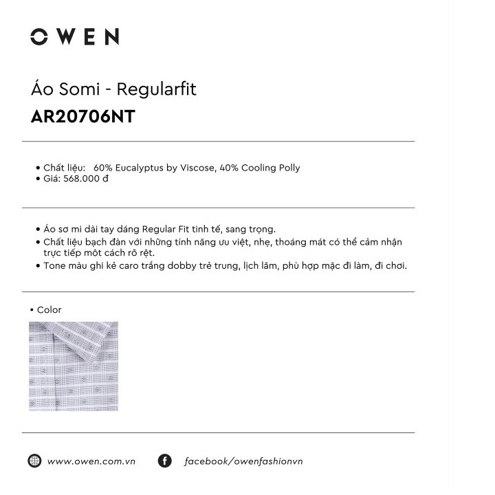 OWEN - Aó sơ mi ngắn tay Owen REGULAR FIT chất sợi Bạch đàn màu xám 20706 | BigBuy360 - bigbuy360.vn