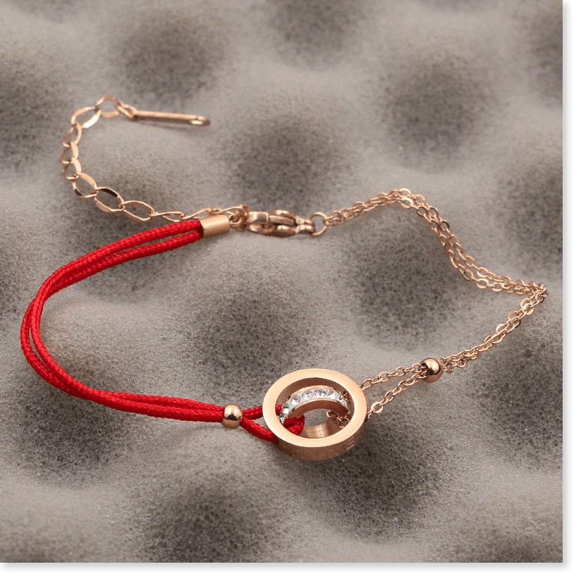 Vòng tay lắc tay nữ titan chỉ đỏ lòng đá H14-206A - CAM KẾT KHÔNG GỈ, KHÔNG BAY MÀU - BẢO HÀNH 12 THÁNG