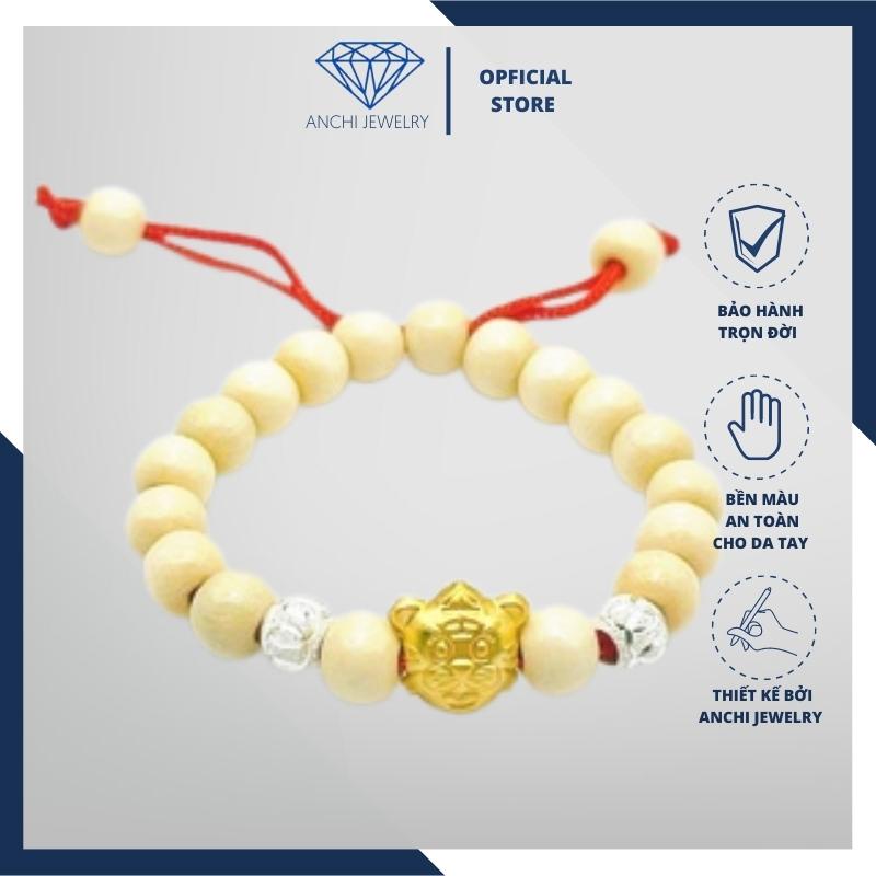 Vòng dâu tằm cho bé mix con giáp bạc ta mạ vàng, giúp bé ngủ tránh giật mình - Anchi jewelry