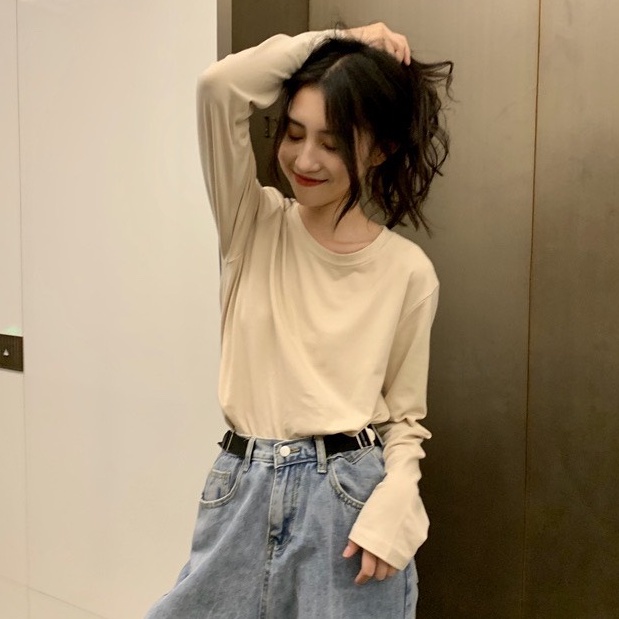 Áo thun dài tay cotton - Áo thun trơn tay dài Ulzzang Form rộng Unisex