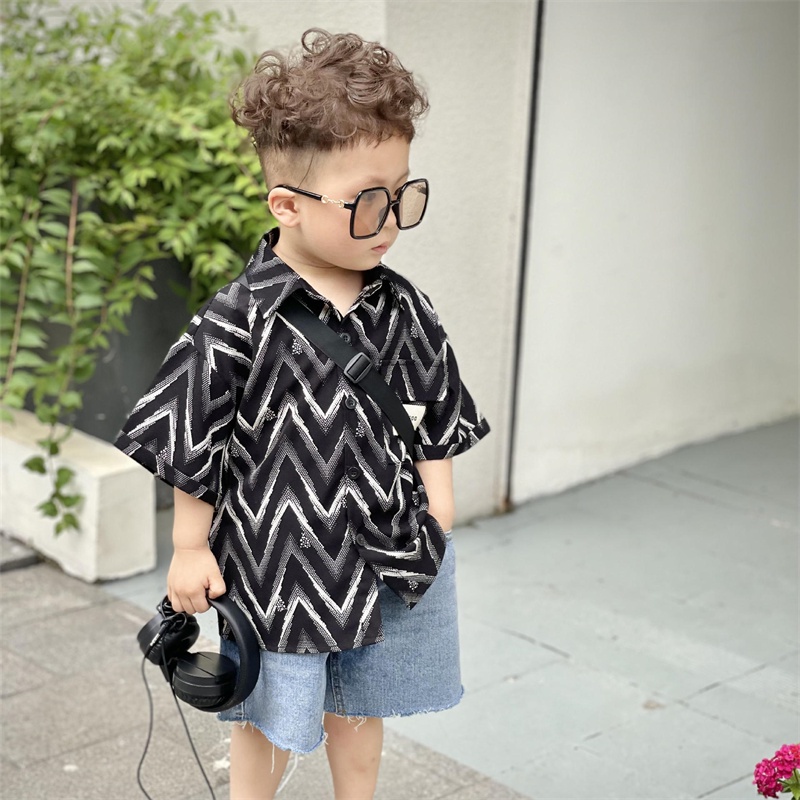 Áo Thun Tay Ngắn Họa Tiết Sọc Kiểu Dáng Đơn Giản Thời Trang Dành Cho Bé Từ 1-8 Tuổi