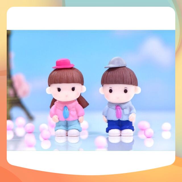 Đôi Bé Loli Đôi Nón - Phụ Kiện Trang Trí Terrarium - Tiểu Cảnh Sen Đá