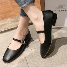 Giày búp bê mũi vuông da mềm đế 3cm phong cách tiểu thư A7 | BigBuy360 - bigbuy360.vn