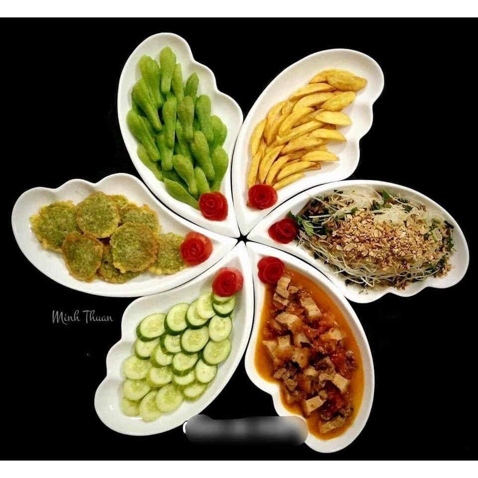 Bộ đĩa hoa 6 cánh tiên Bát Tràng