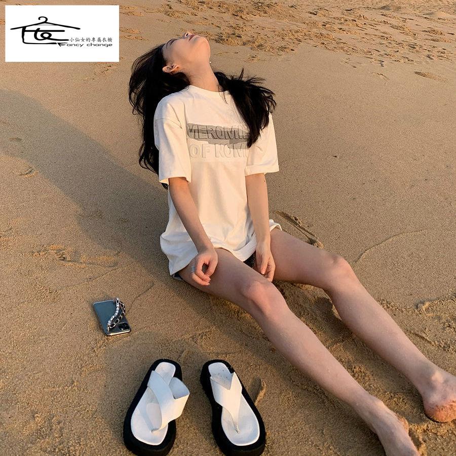 Áo Thun Tay Ngắn Dáng Rộng In Chữ Màu Xám Đậm Thời Trang Mùa Hè Hàng Mới Dành Cho Bạn Nữ 2022