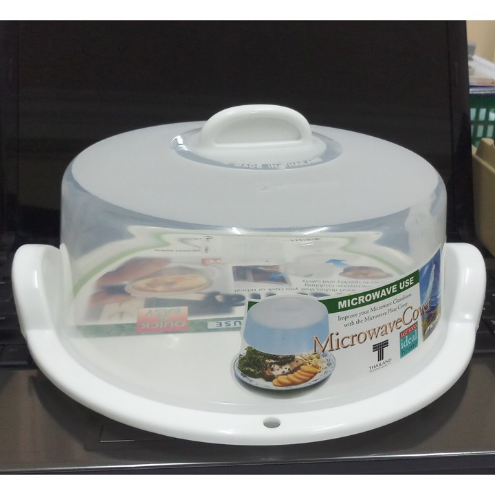 Bộ khay nhựa tròn và nắp đậy dùng hâm nóng đồ ăn trong lò vi sóng 23cm Thái lan sx. 5703-4