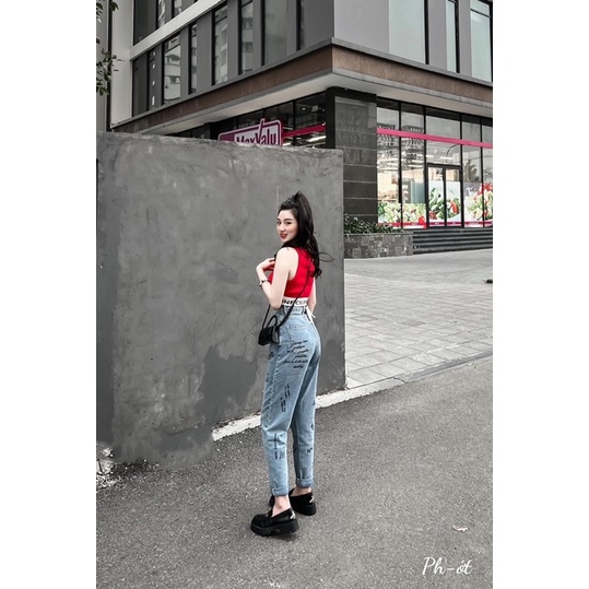 Quần baggy jean chữ cute