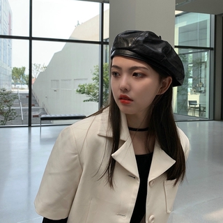 Nón Beret Da pu Màu Trơn Phong Cách Nhật Bản Cổ Điển