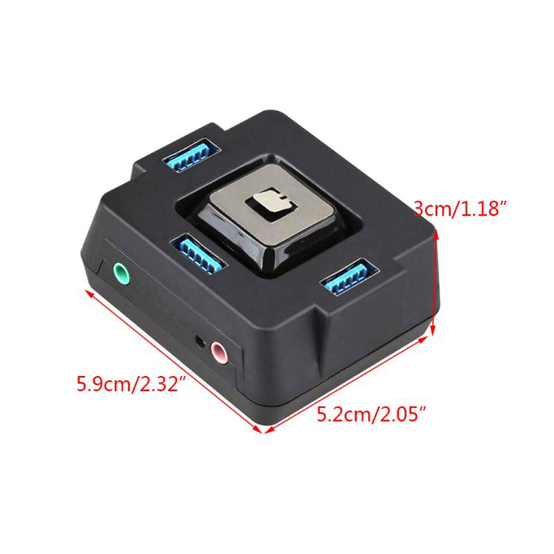 WIN 3 In 1 External Power Switch Reset Button Dual USB Ports Audio Ports with Cable for Desktop PC Computer Use