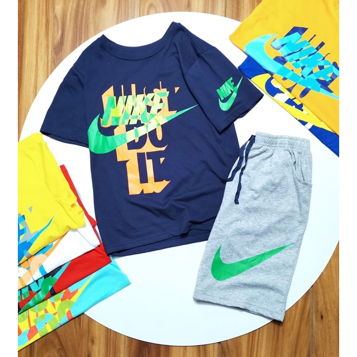 Đồ bộ ngắn tay thun cotton bé trai hoạ tiết NIKE 5-16T