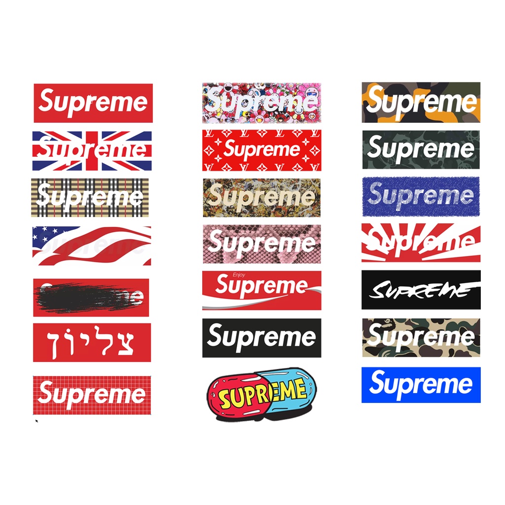 Hình dán STICKER SUPREME, logo SUPREME, dán laptop, dán xe