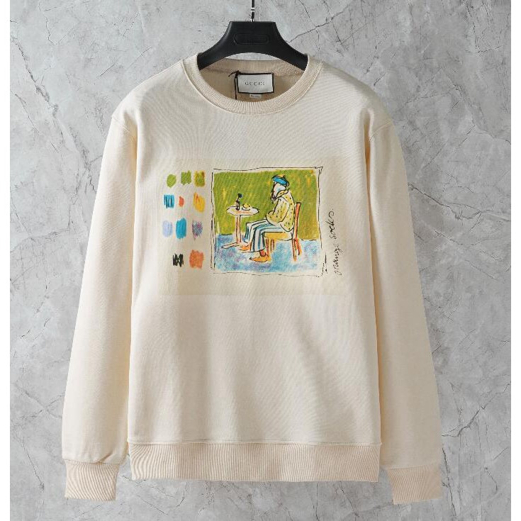 Áo Sweater Cổ Tròn Chất Liệu Cotton In Hình Gucci Thời Trang