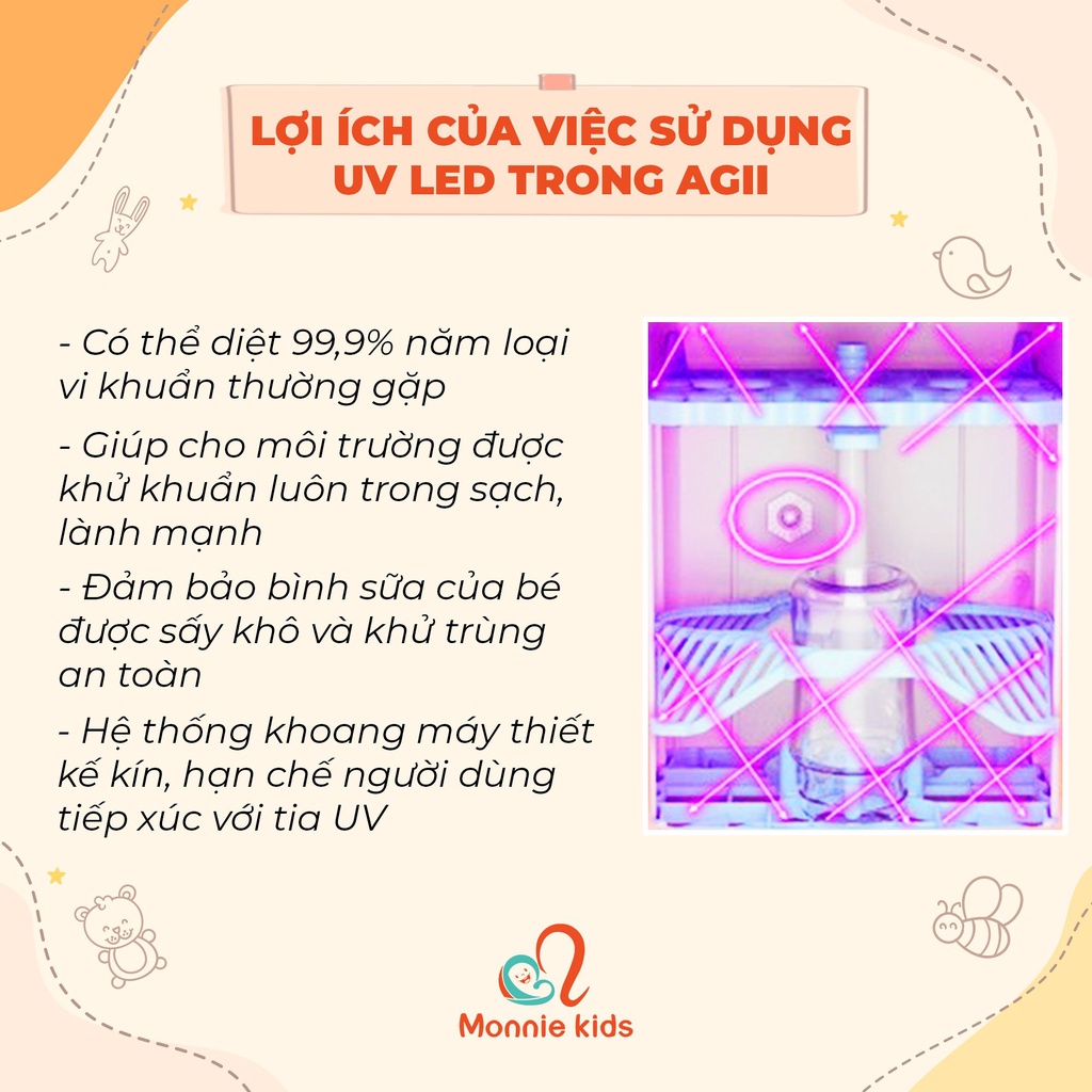 MÁY RỬA BÌNH SỮA THÔNG MINH 3IN1 AGII VERSION 2022 TIỆT TRÙNG BẰNG UV LED