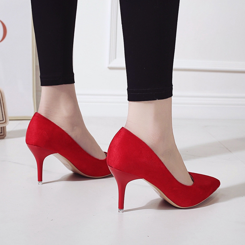 Giày Cao Gót Nhung Mũi Nhọn Cho Nữ (6 Màu)