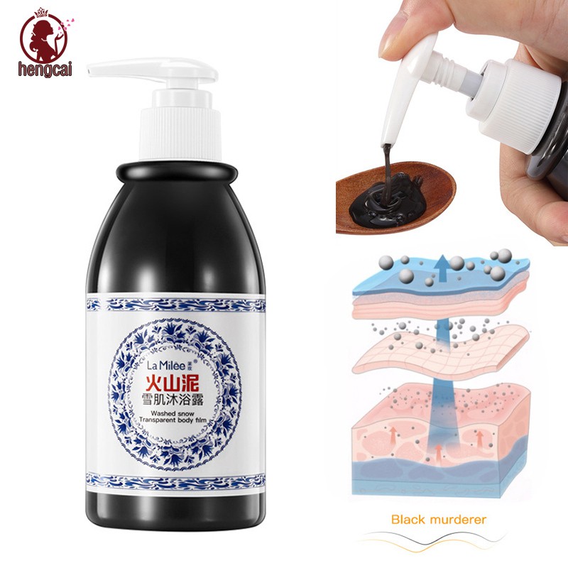 [Hàng mới về] Kem tắm than bùi núi lửa làm trắng da tẩy da chết làm sạch da hiệu quả 250ml