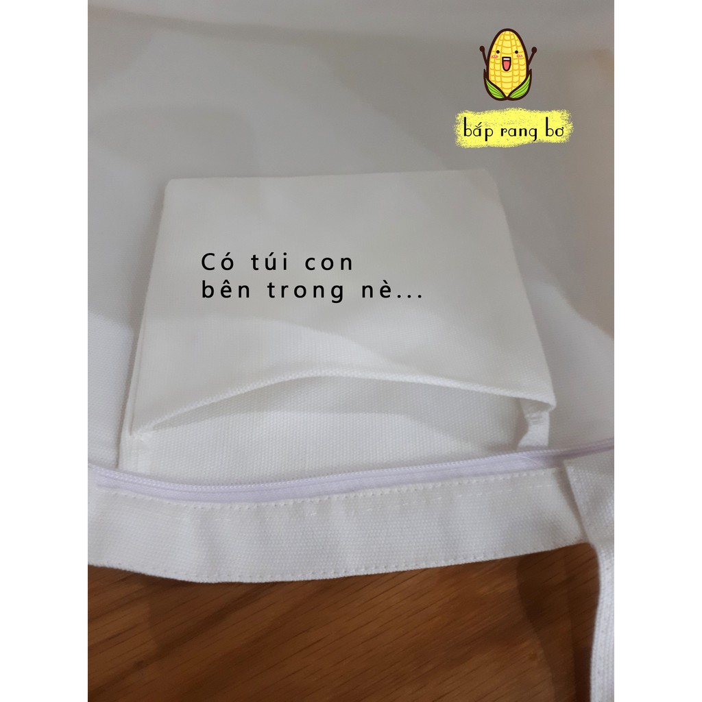 TÚI VẢI MOLANG ĐÁNG IU - TÚI TOTE CÓ KHÓA TÚI CON -VẢI CANVAS SIU TO