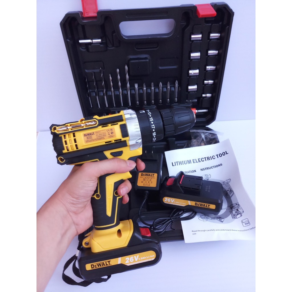 Khoan Pin Bắn Vít Dewalt 26v 3 Chức Năng Kèm Phụ Kiện 24 Chi Tiết