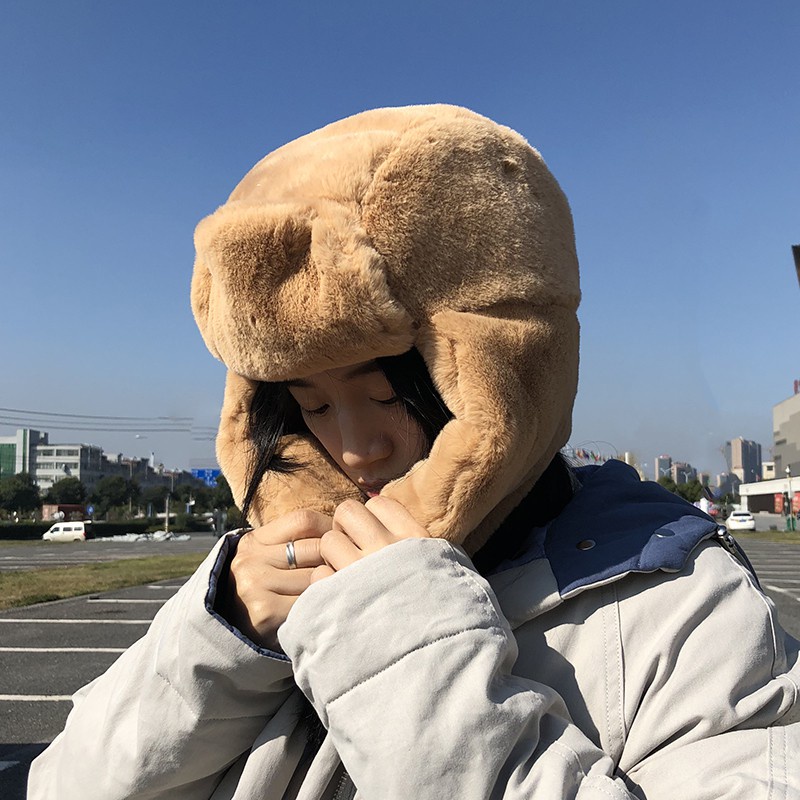 Mũ Lông Trùm Đầu Giữ Ấm Mùa Đông Phong Cách Hàn Quốc Dễ Thương Dành Cho Nữ