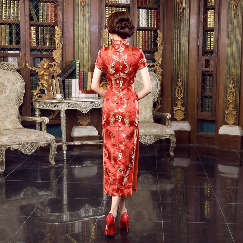 Long Cheongsam Slim Vintage Women Phoenix Dress Tang Suit Plus Size Dresses | BigBuy360 - bigbuy360.vn