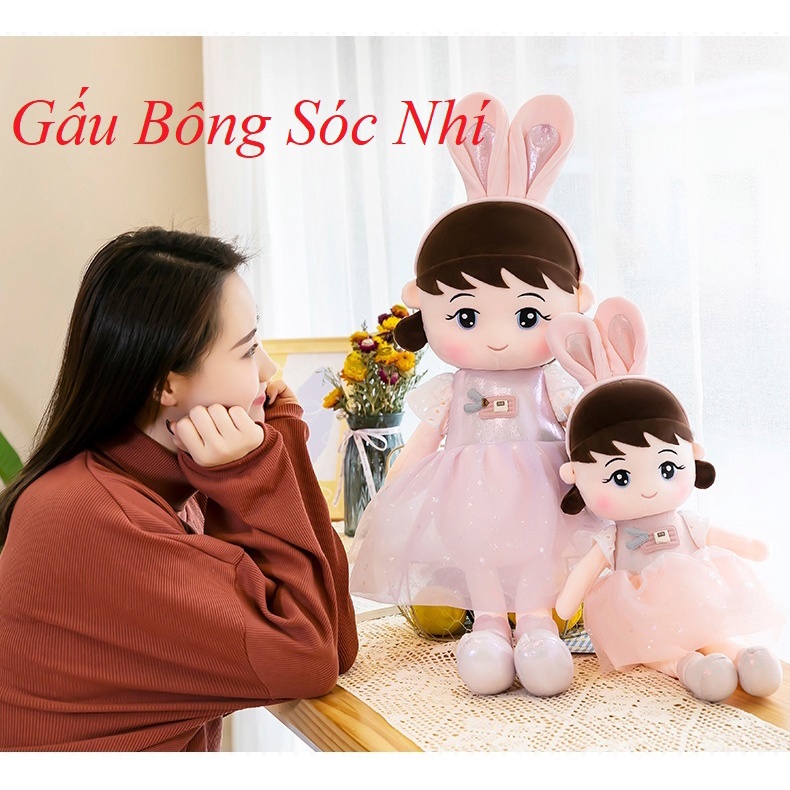 Gấu Bông Búp Bê Tai Thỏ Hàng Cao Cấp Quà Tặng Dễ Thương Cho Bé FREESHIP Tặng kèm đai kháng lực tập thể dục