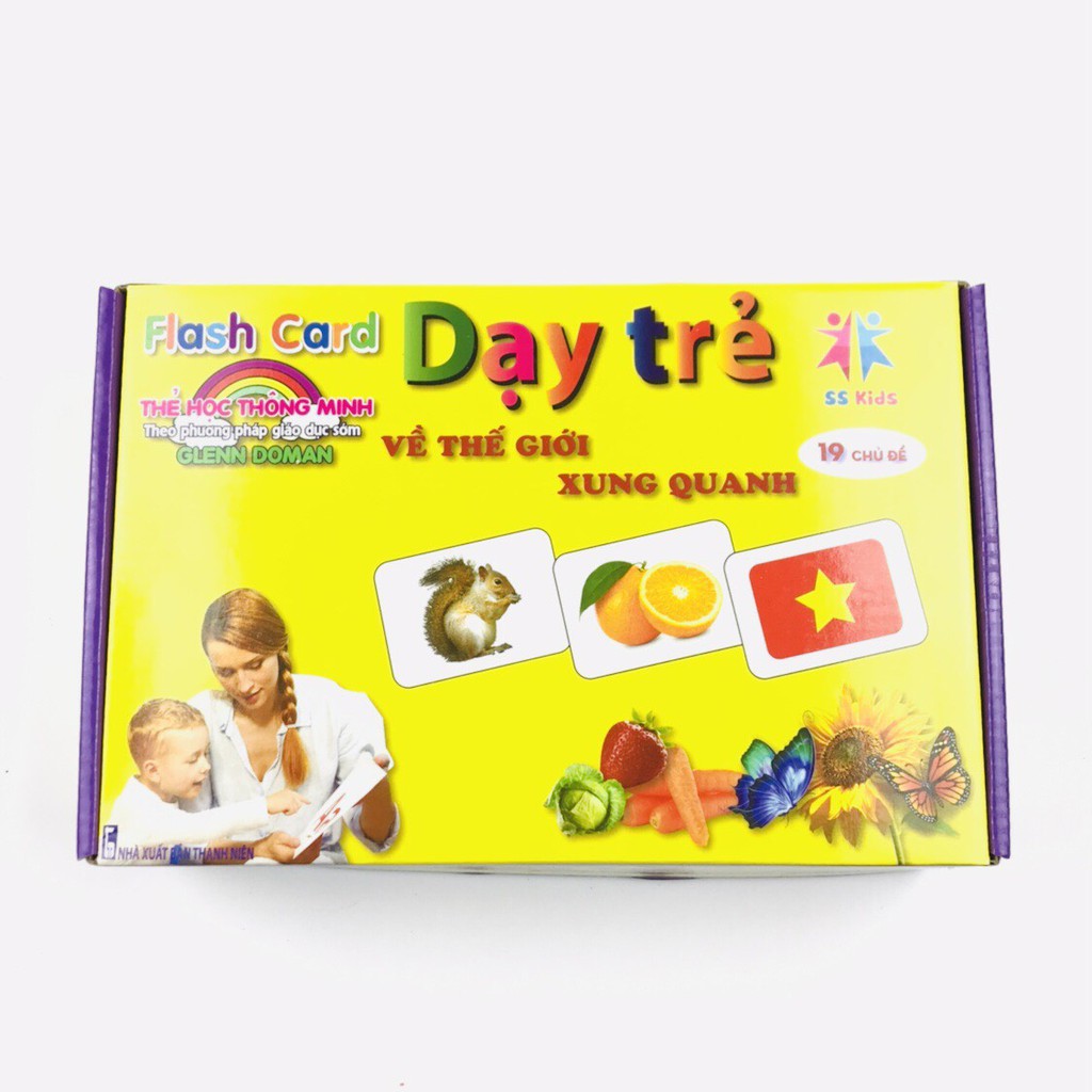 [THẺ SIZE TO] Bộ Thẻ Học Thông Minh 19 Chủ Đề song ngữ loại chuẩn Glenn Doman Flashcard phát triển tư duy cho bé