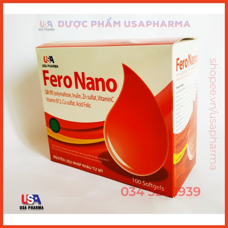 Fero Nano Bổ Sung Sắt, vitamin, hỗ trợ quá trình tạo máu - Tăng Cường Lưu Thông Máu Cho Phụ Nữ Mang Thai